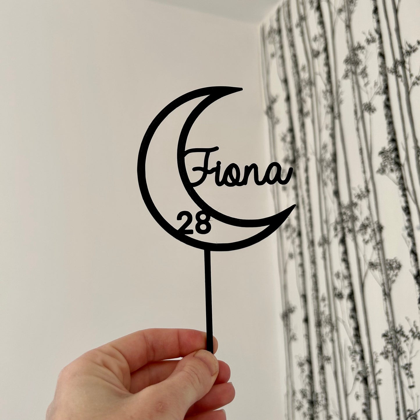 Cake Topper Lune Personnalisé – Décoration Gâteau d’Anniversaire