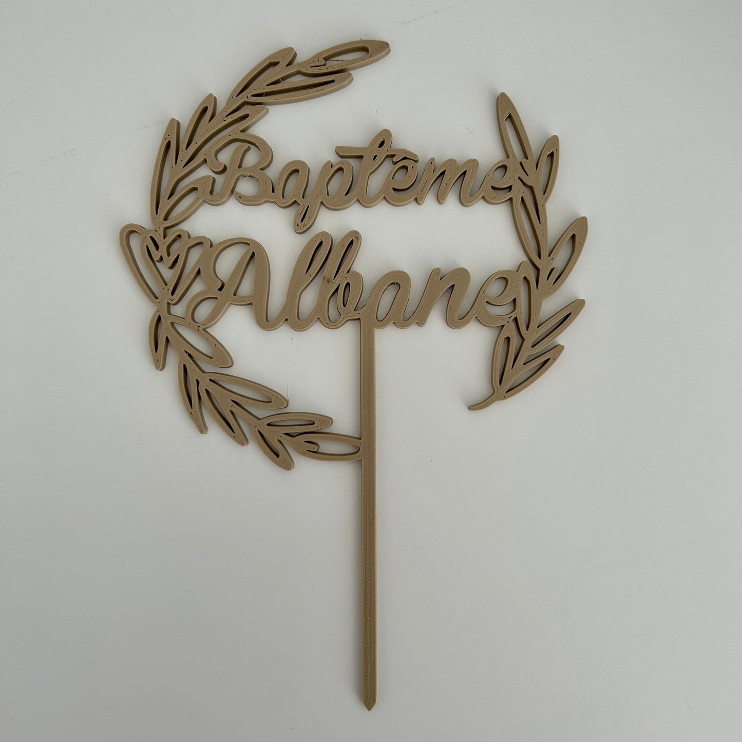 Cake topper personnalisé pour gâteau de baptême – Thème champêtre