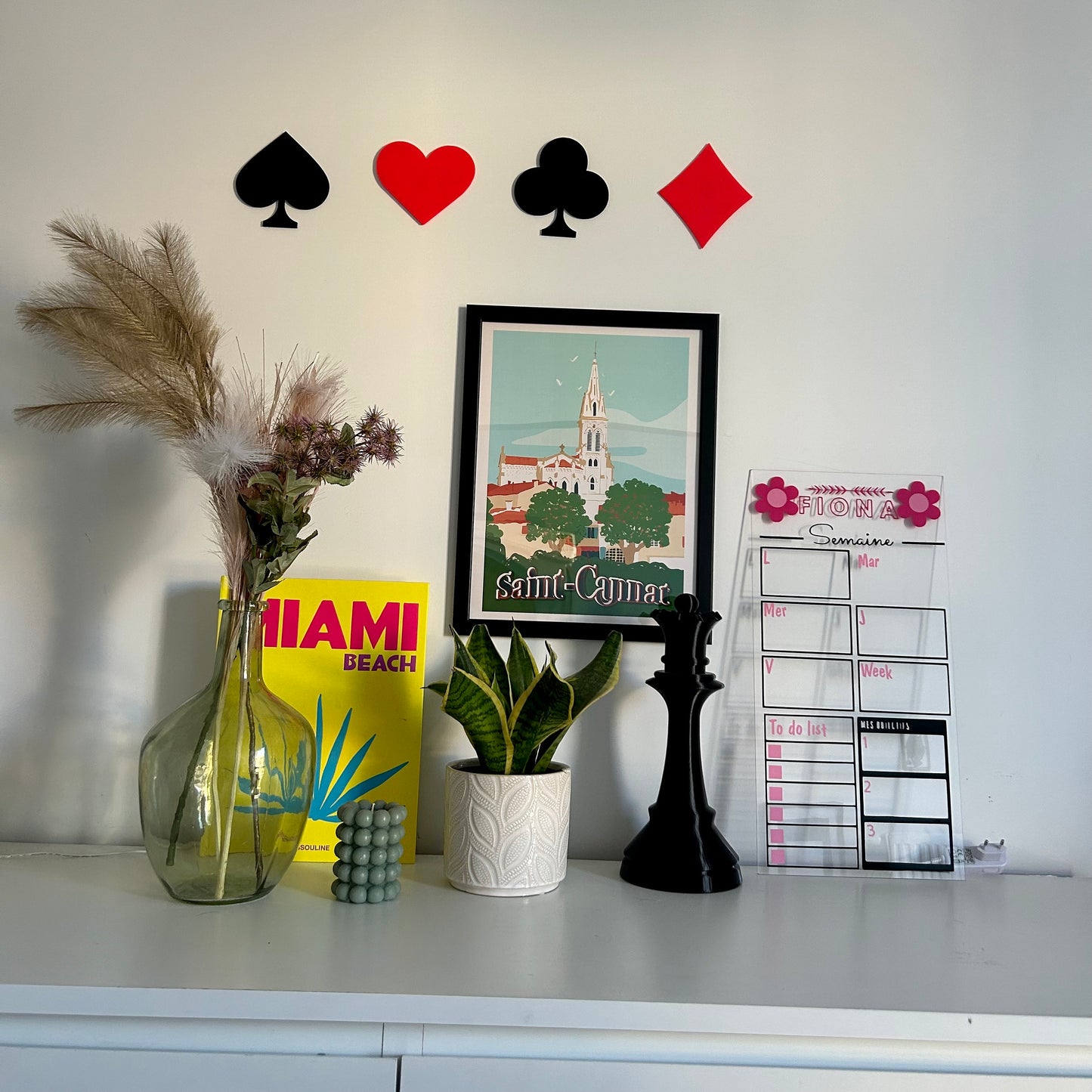 Décoration Murale Jeu de Cartes – Symboles Trèfle, Cœur, Pique et Carreau