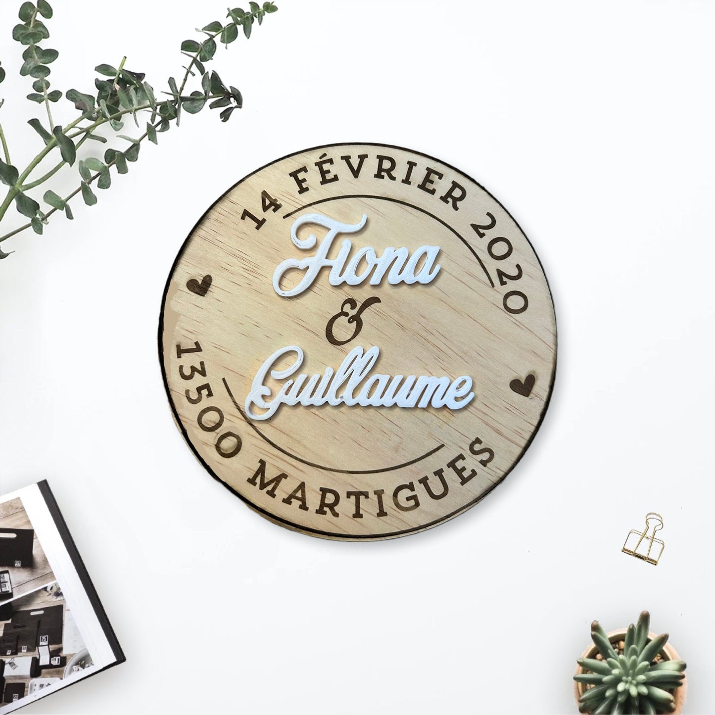 Idée cadeau romantique pour amoureux – Enseigne murale en bois personnalisée, symbole d’amour