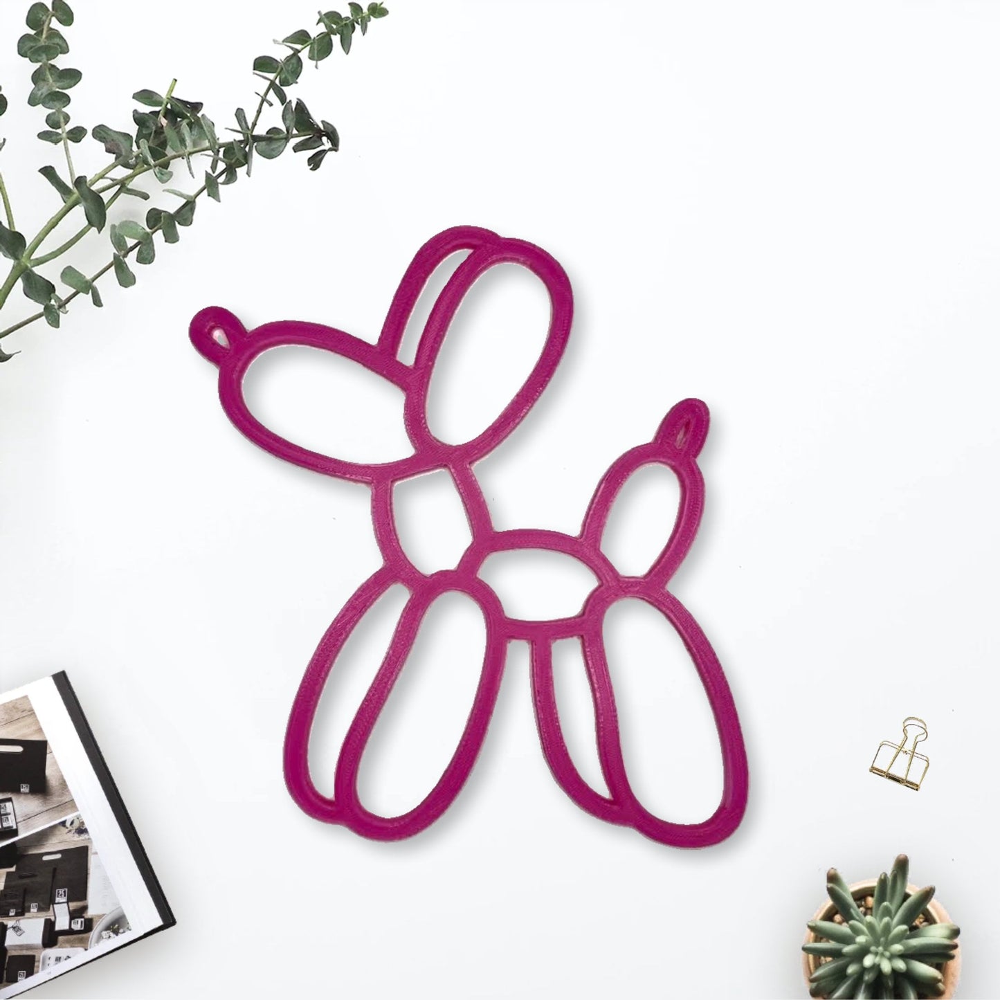 Chien Ballon Personnalisable – Décoration Murale Moderne ou Plaque de Porte avec Prénom