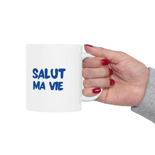 mug tasse  humoristique avec message d'amour cadeau unique pour collègue famille ou amie cadeau original drôle tasse écrit salut ma vie