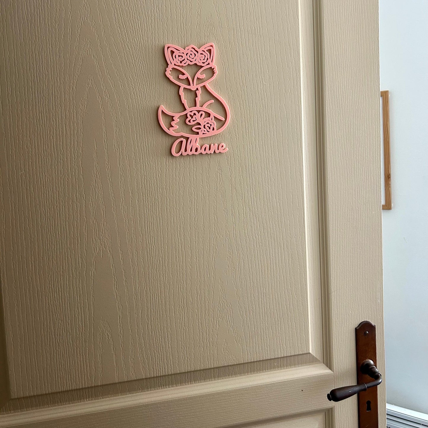 Décoration de porte renard personnalisable avec prénom pour chambre bébé - Idée cadeau mignonne