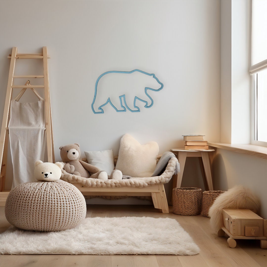 Ours mural personnalisable avec prénom pour déco murale de chambre enfant ou décoration murale salon tendance chambre plaque ourson