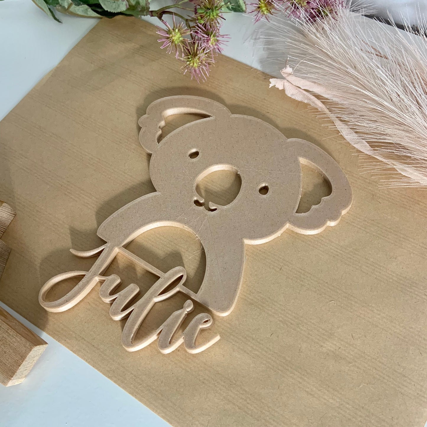 Prénom porte chambre bébé Koala pour décoration chambre enfant plaque avec prénom pour idée cadeau style animaux cadeau bebe personnalisable