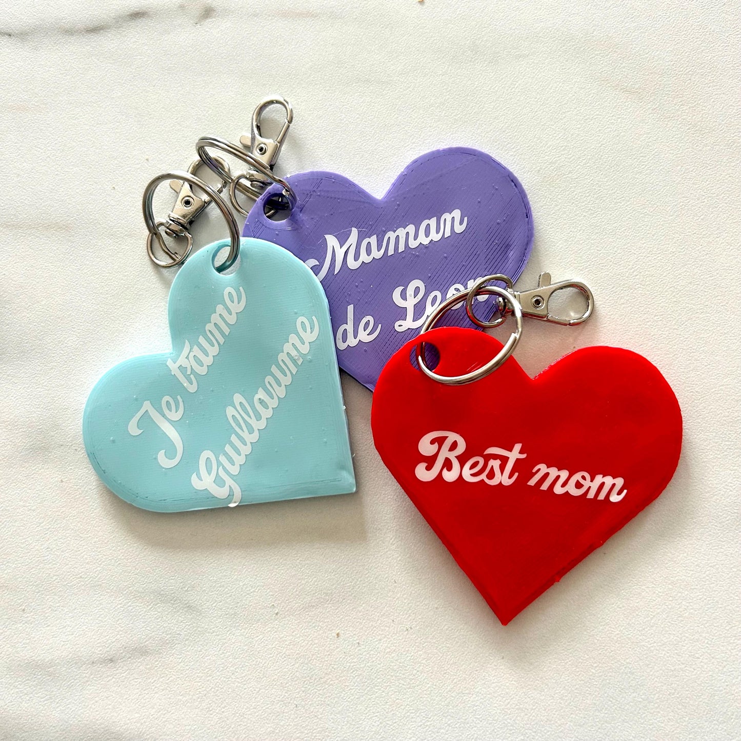 porte clé en forme de cœur avec message à personnaliser pour la fête des mères ou idée cadeau copine ou ami fêtes des grands mères original