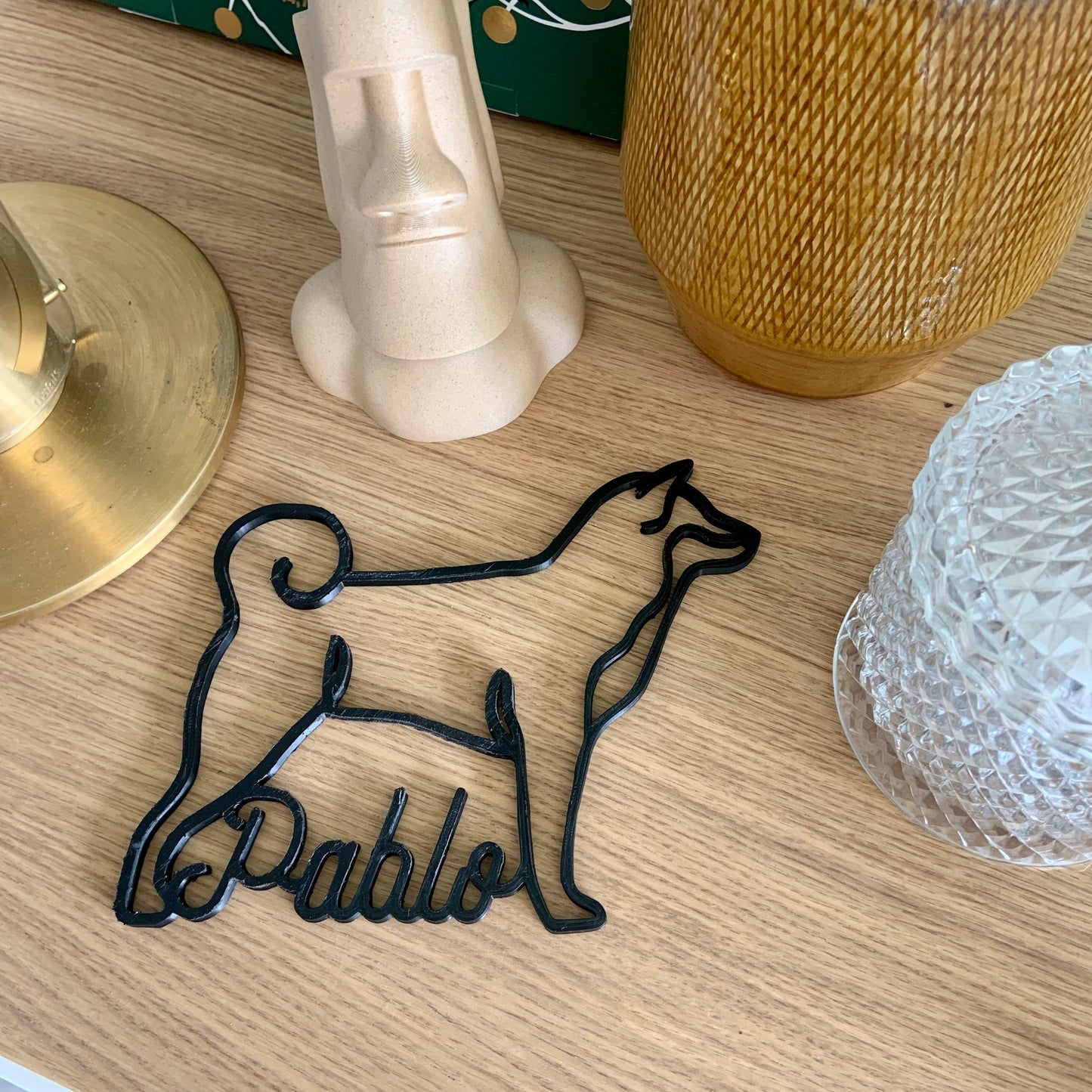Silhouette Shiba Inu personnalisée – Décoration murale pour chien avec prénom