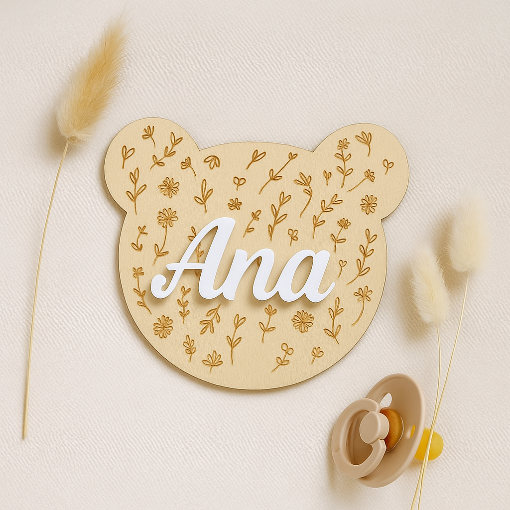 carte ourson annonce naissance personnalisée prénom en bois plaque ours bébé bienvenue bébé est né annonce du prénom
