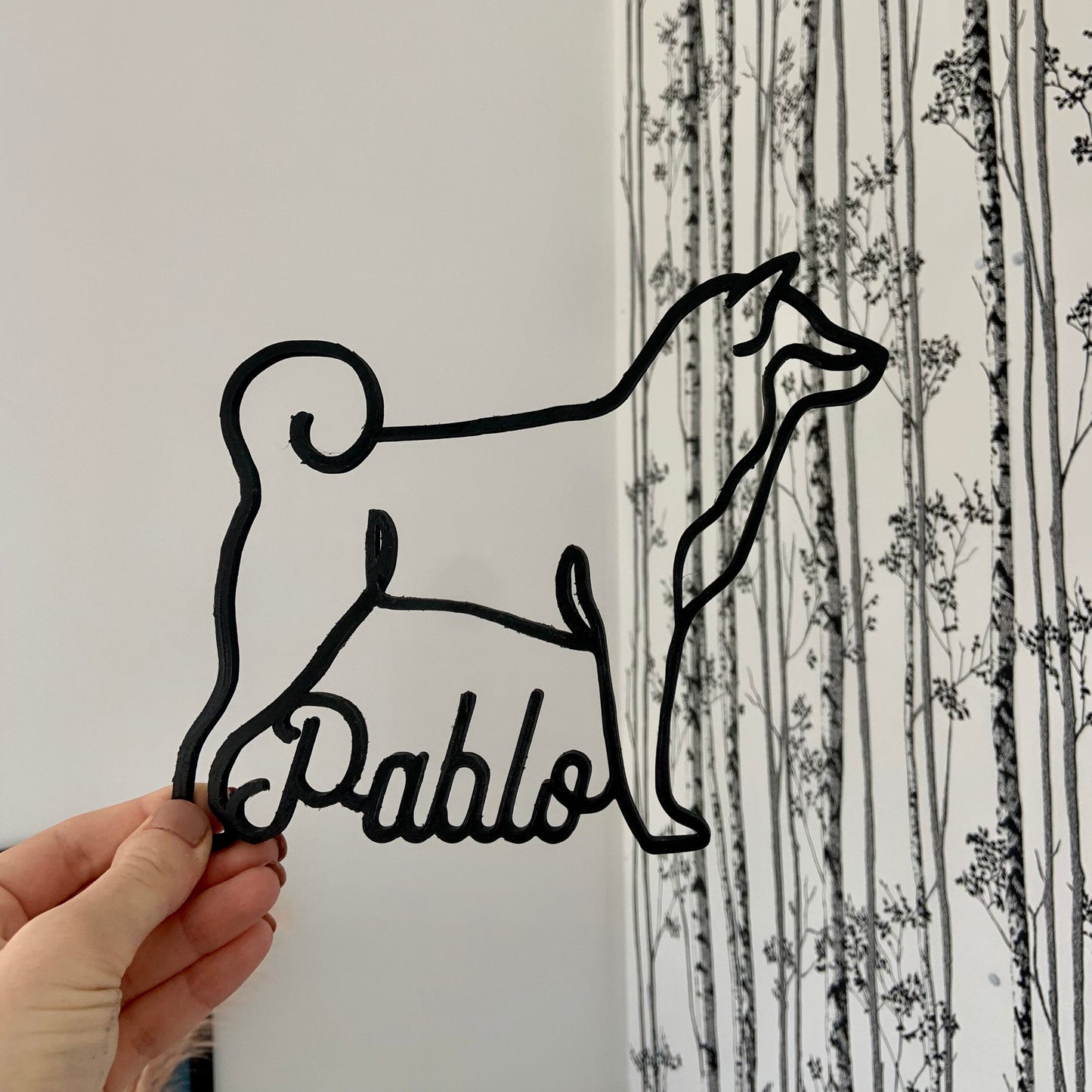 Silhouette Shiba Inu personnalisée – Décoration murale pour chien avec prénom