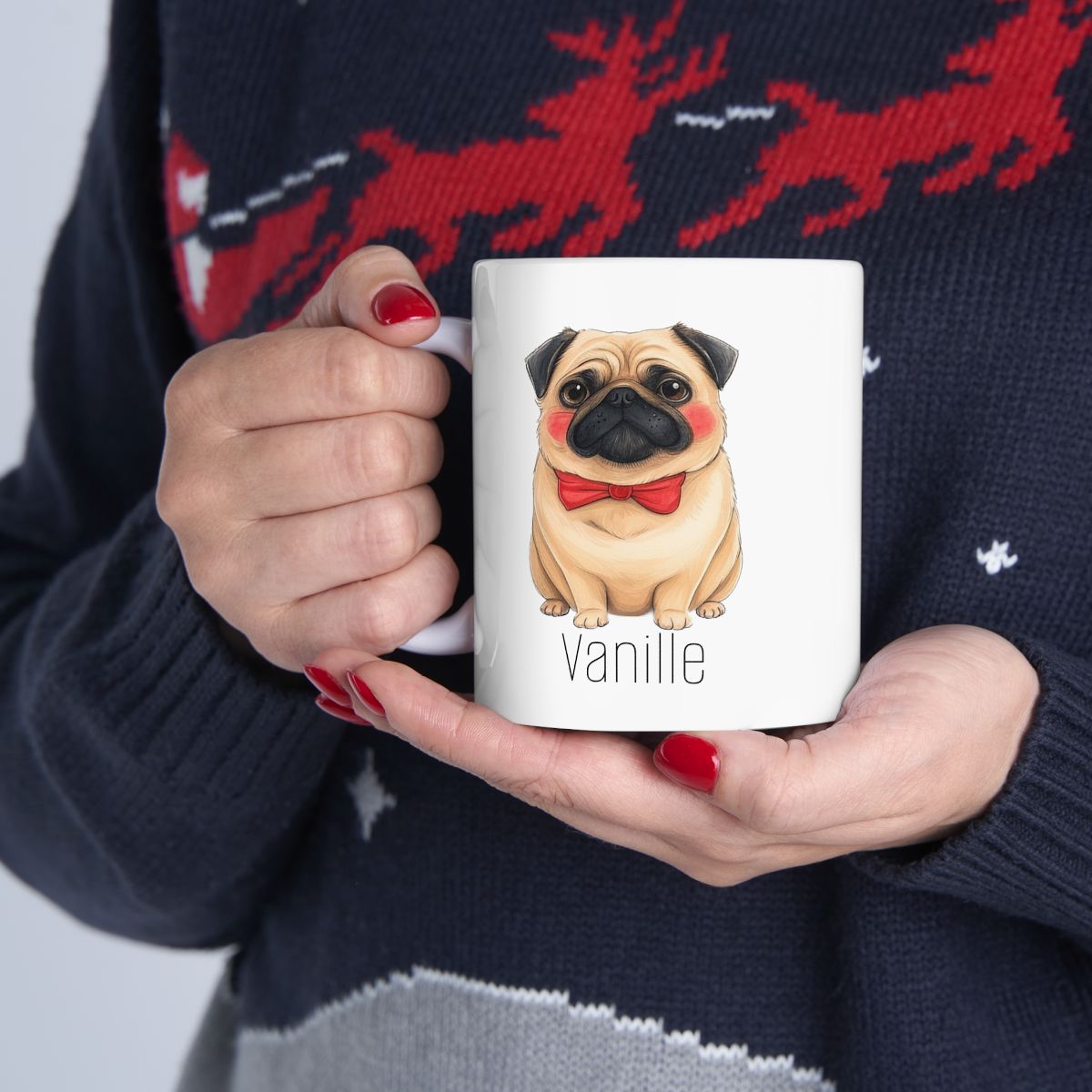 tasse carlin à personnaliser cadeau pug pour les dog mom texte personnalisé tasse