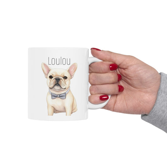 tasse bouledogue français à personnaliser cadeau bouledogue pour les dog mom texte personnalisé