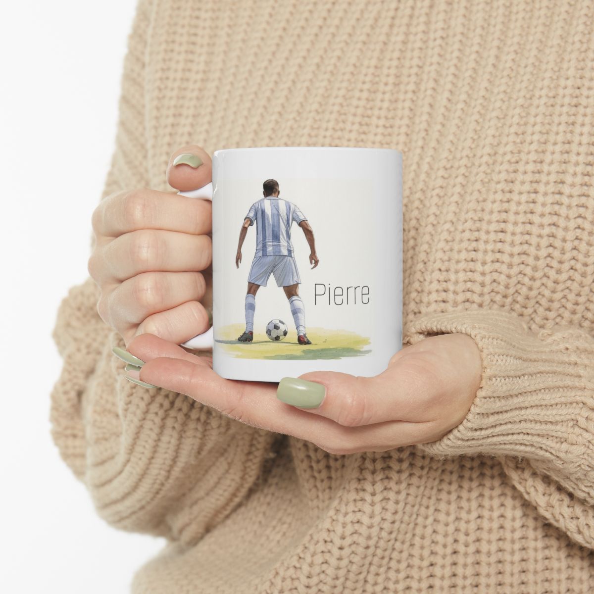 mug tasse à personnaliser football avec prénom cadeau unique footballer pour collègue famille ou amie