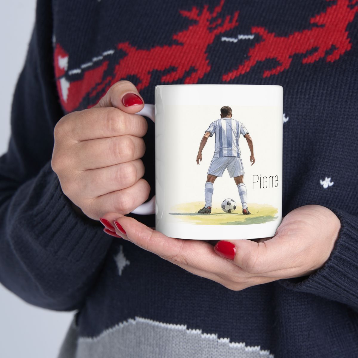 mug tasse à personnaliser football avec prénom cadeau unique footballer pour collègue famille ou amie