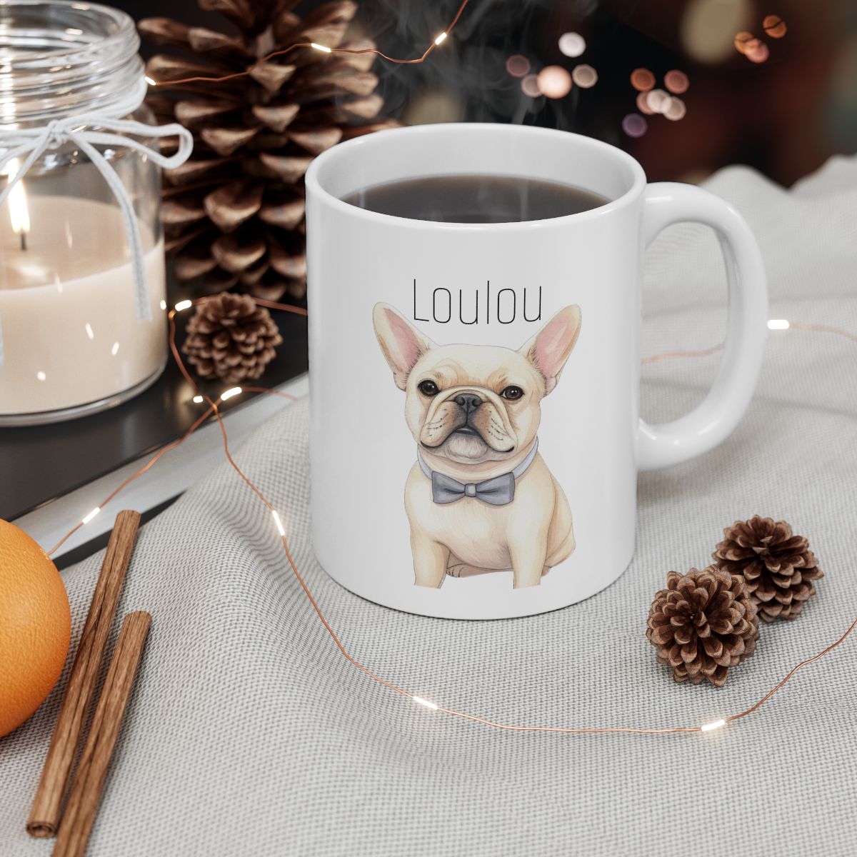 tasse bouledogue français à personnaliser cadeau bouledogue pour les dog mom texte personnalisé