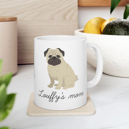 tasse carlin à personnaliser cadeau pug pour les dog mom texte personnalisé tasse avec illustration de chien mug personnalisé