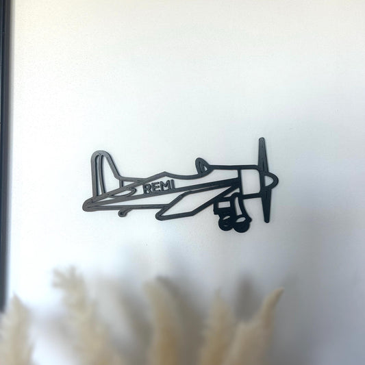 Art mural avion à personnaliser avec un prénom ou mot, cadeau pour voyageur passionné d'aviation