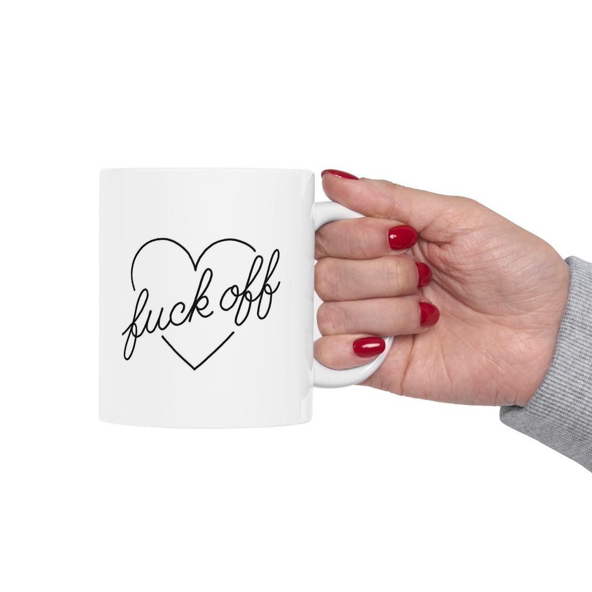 Tasse en céramique avec cœur "Fuck Off" – Design audacieux et original pour le bureau tasse humoristique