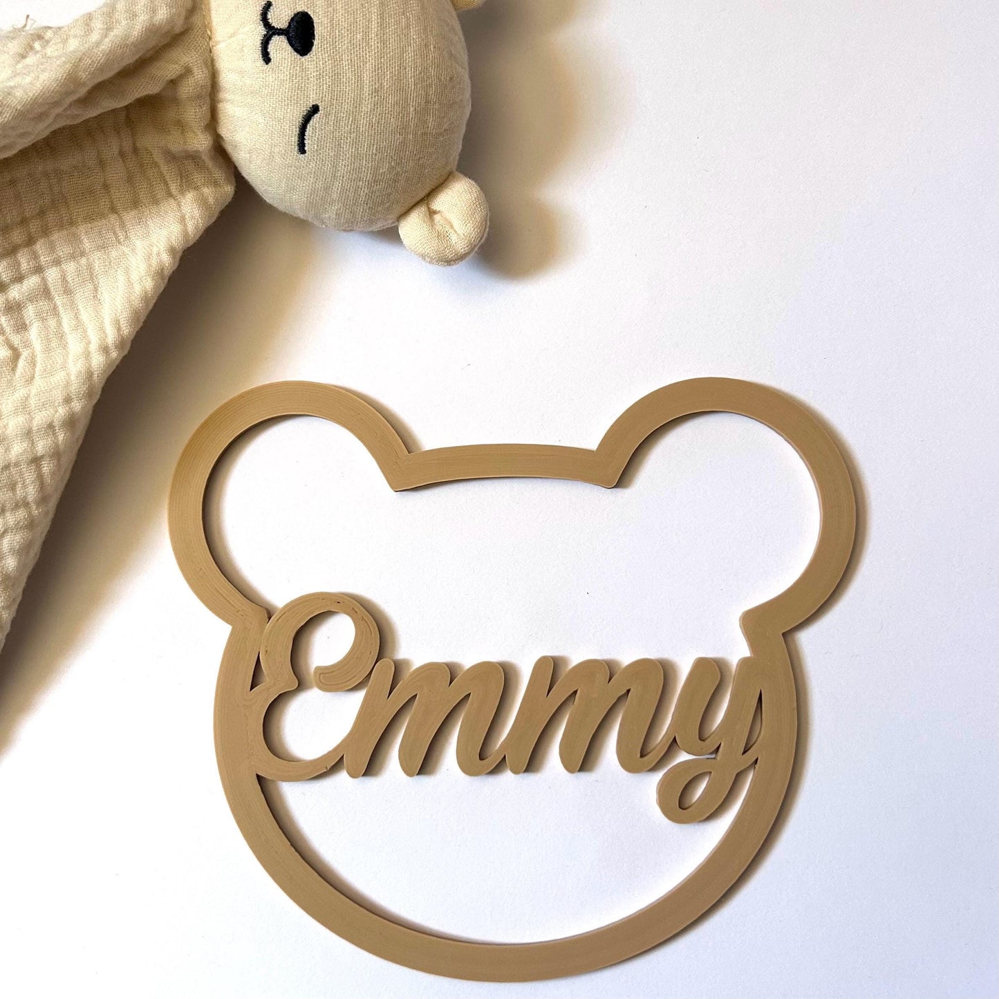 Déco Murale Prénom Bébé - Ours Personnalisé en 3D - Idée Cadeau Naissance, Baptême, Chambre Bébé