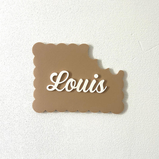 Prénom mural personnalisé pour chambre de bebe mignon en forme de biscuit avec prénom enseigne de porte pour chambre enfant petit lu