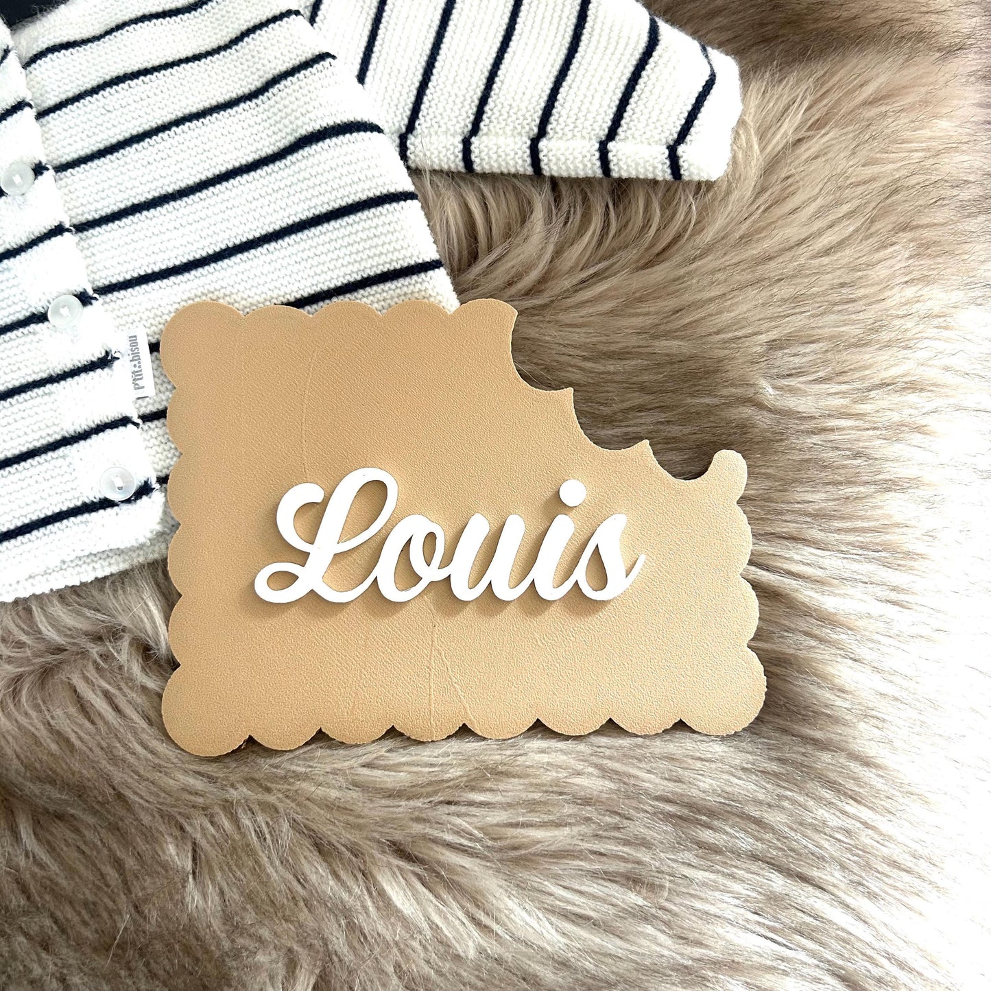 Prénom mural personnalisé pour chambre de bebe mignon en forme de biscuit avec prénom enseigne de porte pour chambre enfant petit lu