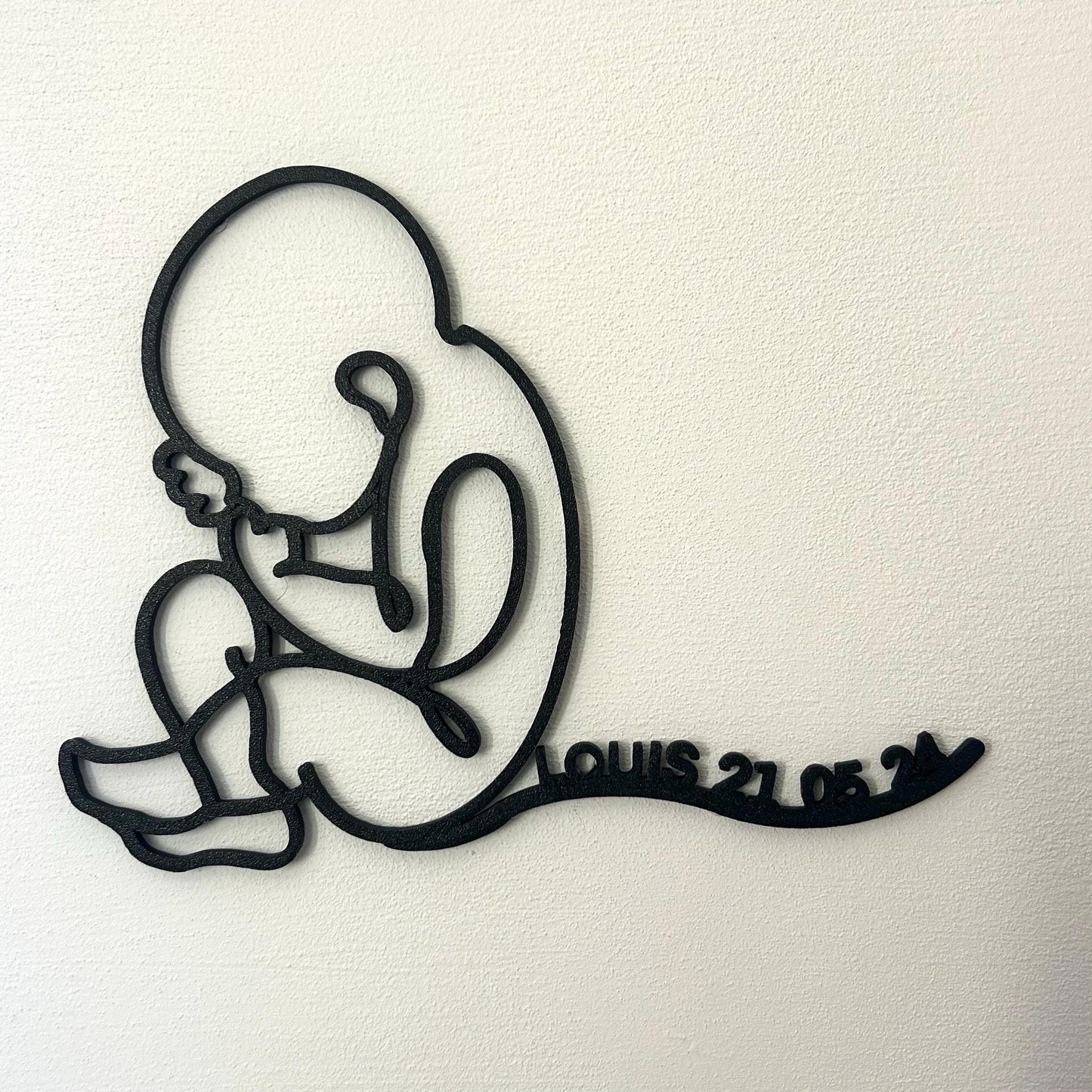 Décoration Murale Bébé Personnalisée 3D – Prénom et Date, Silhouette Bébé – Cadeau Grossesse et Future Maman, Souvenir Prénatal