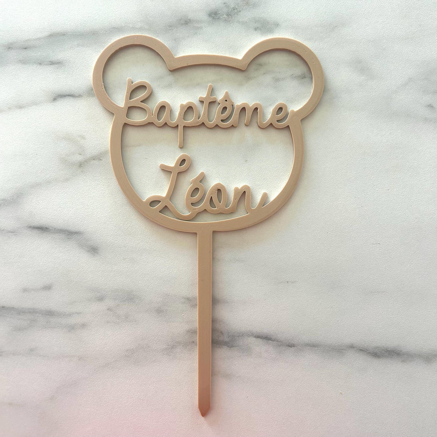 Cake topper ourson à personnaliser, pour gâteau d'anniversaire ou baptême bébé enfant, décoration de gâteau ours