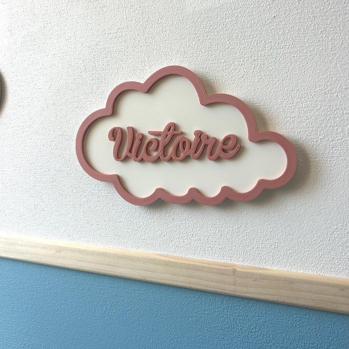 Plaque prénom personnalisée en forme de nuage – Décoration murale chambre bébé ou enfant