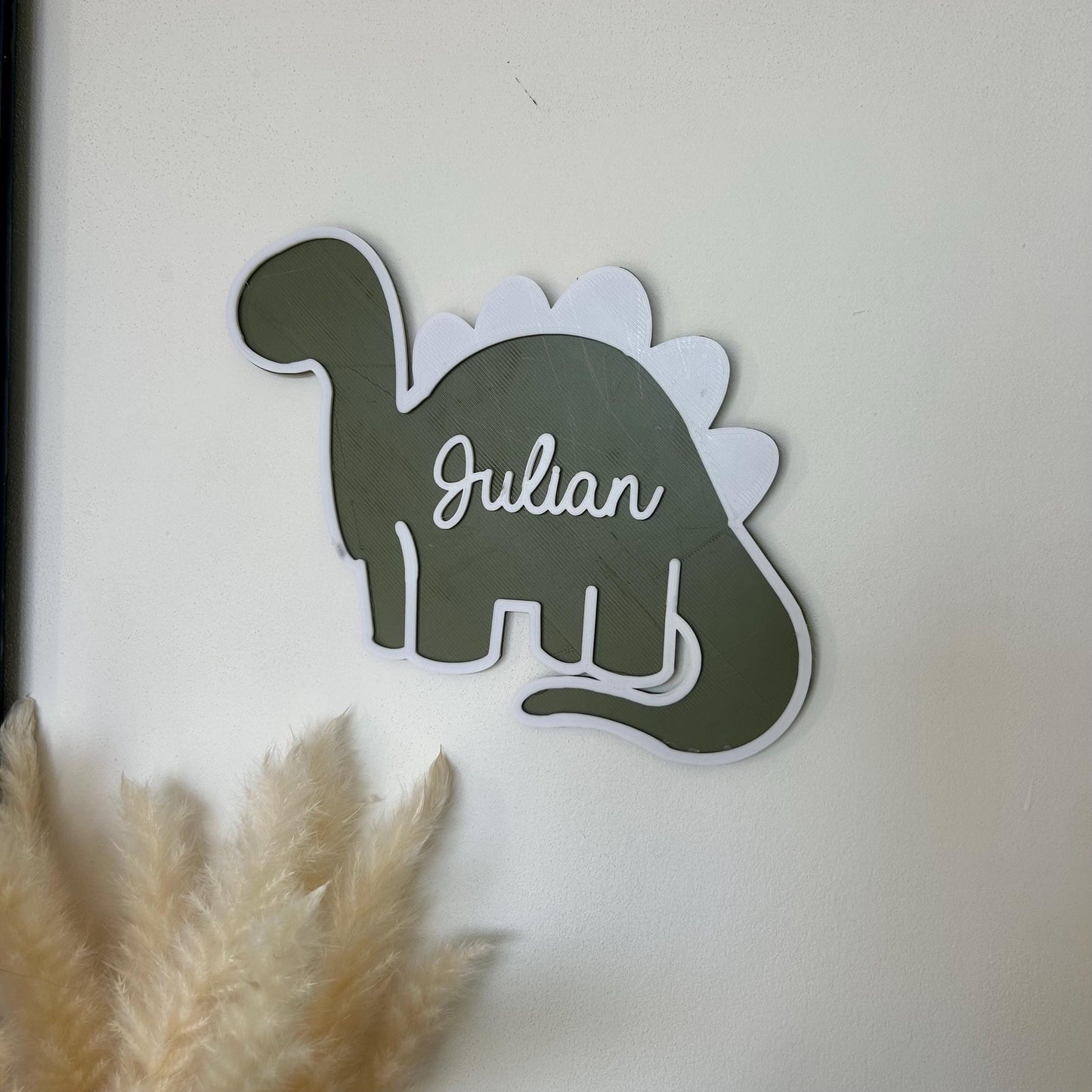 Plaque murale dinosaure personnalisée avec prénom – Décoration chambre bébé – Cadeau naissance, baptême