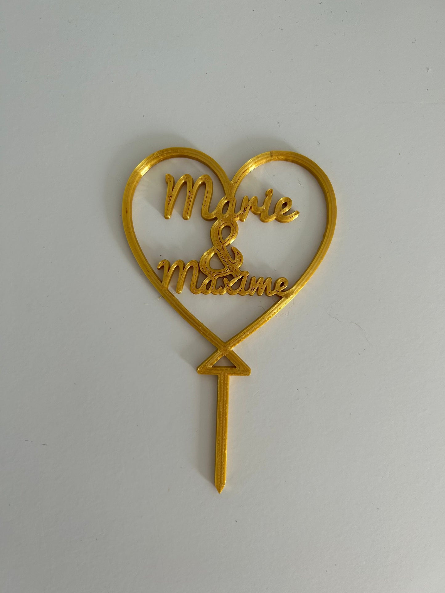 Cake Topper Cœur Personnalisé avec Prénoms – Décoration Gâteau Mariage et Couple