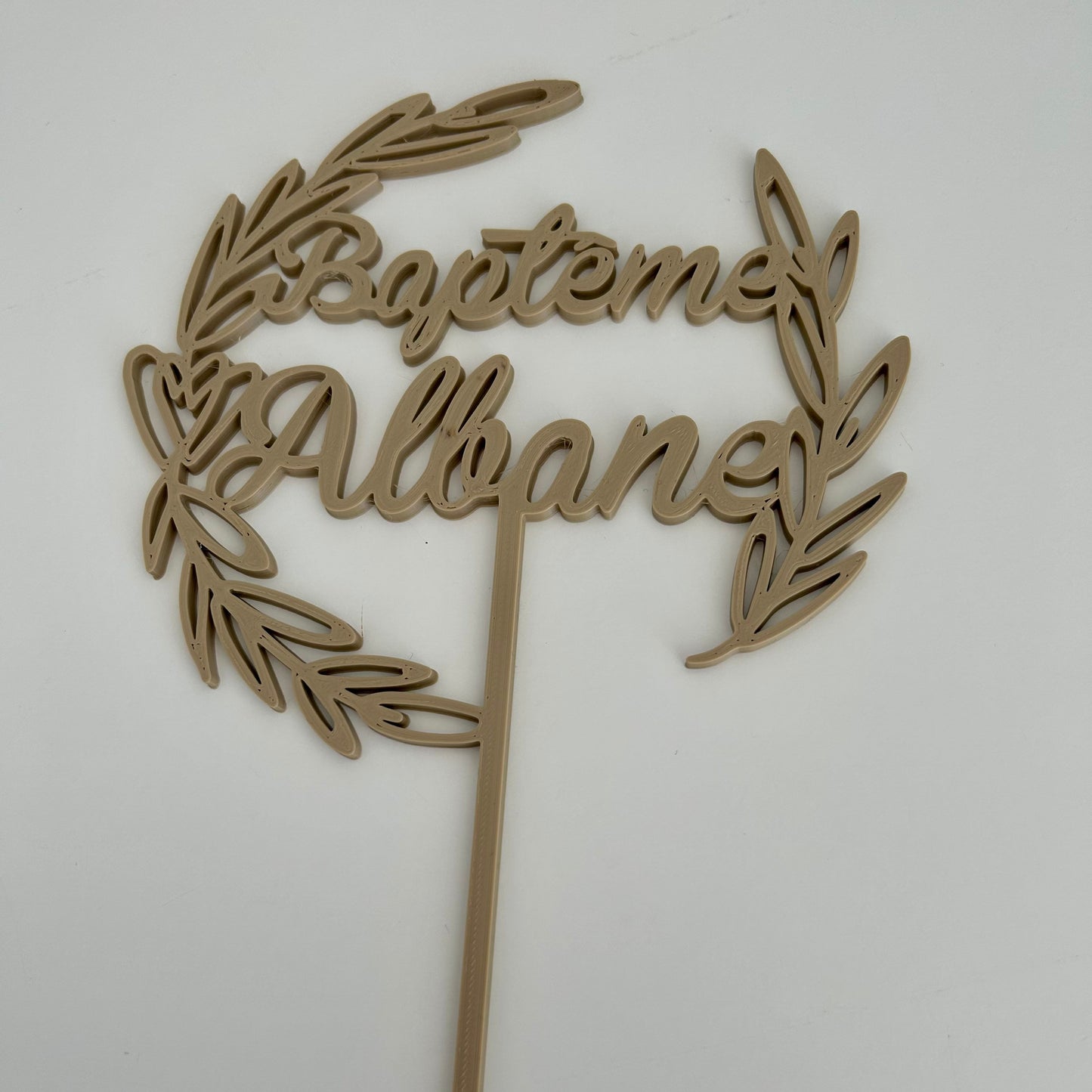 Cake topper pour gâteau de baptême personnalisé thème champêtre