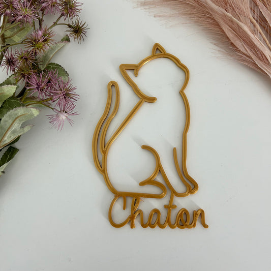 Chat personnalisable avec prénom ou mot pour décoration murale thème chat