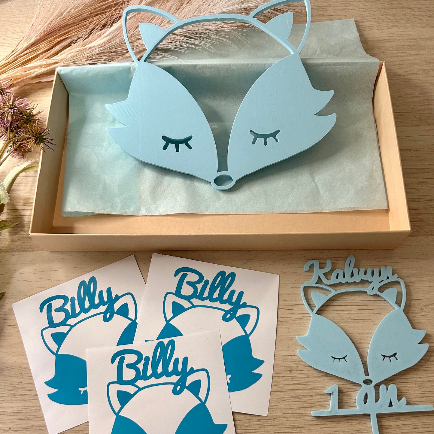 Box cadeau bébé avec prénom – Décoration murale renard personnalisée et mignonne