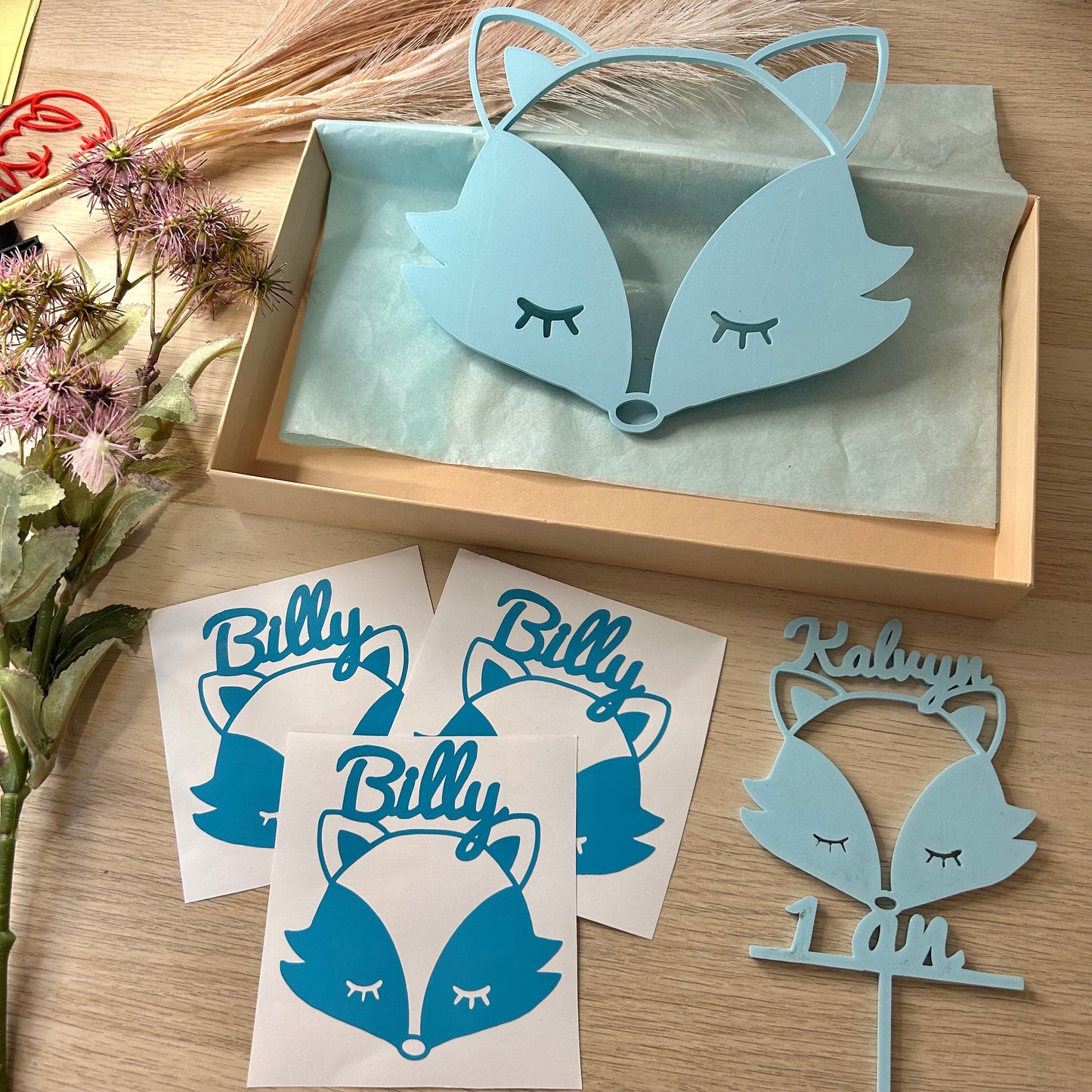 Box cadeau bébé avec prénom – Décoration murale renard personnalisée et mignonne