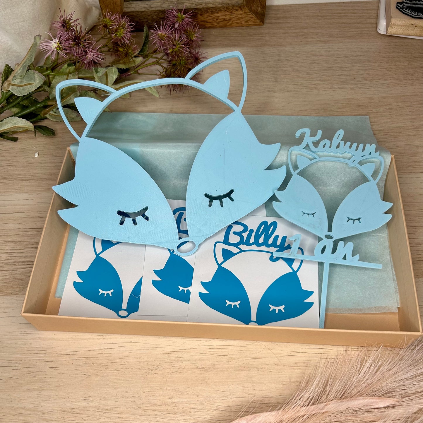 Box cadeau bébé avec prénom – Décoration murale renard personnalisée et mignonne