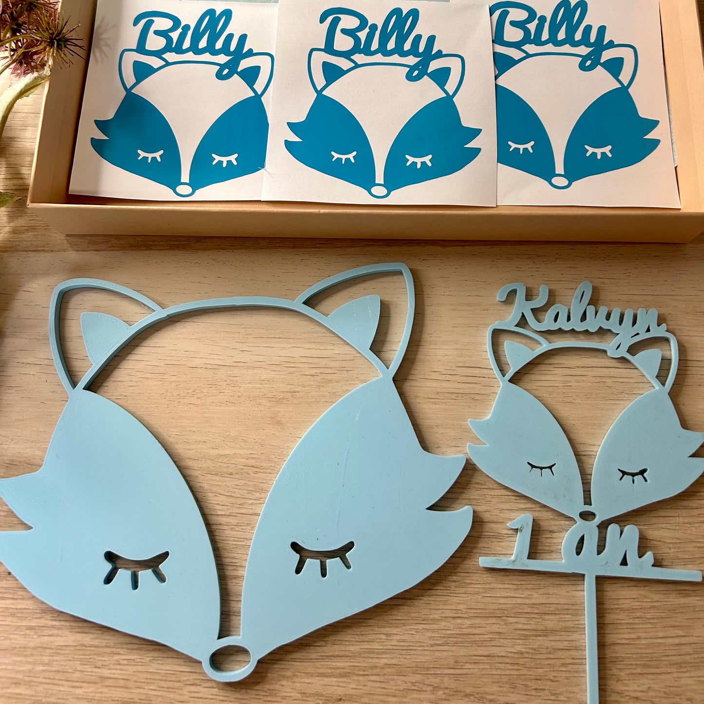 Box cadeau bébé avec prénom – Décoration murale renard personnalisée et mignonne