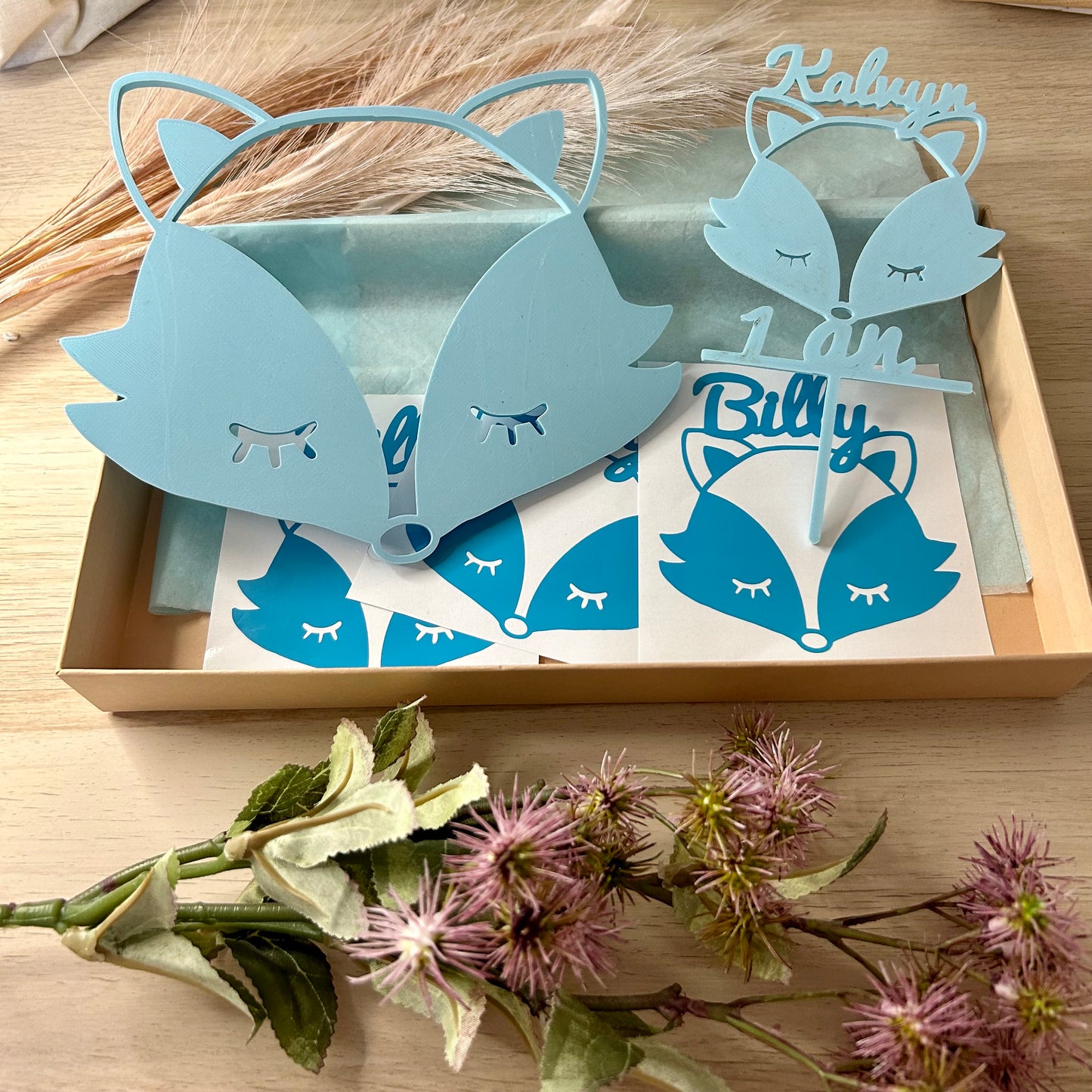 Box cadeau bébé avec prénom – Décoration murale renard personnalisée et mignonne